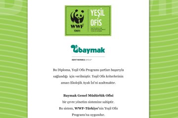 Baymak "Yeşil Ofis Diploması" Aldı