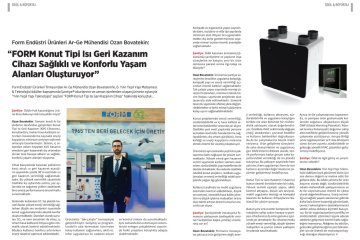 Form Endüstri Ürünleri Ar-Ge Mühendisi Ozan Bovatekin: “FORM Konut Tipi Isı Geri Kazanım Cihazı Sağlıklı ve Konforlu Yaşam Alanları Oluşturuyor”
