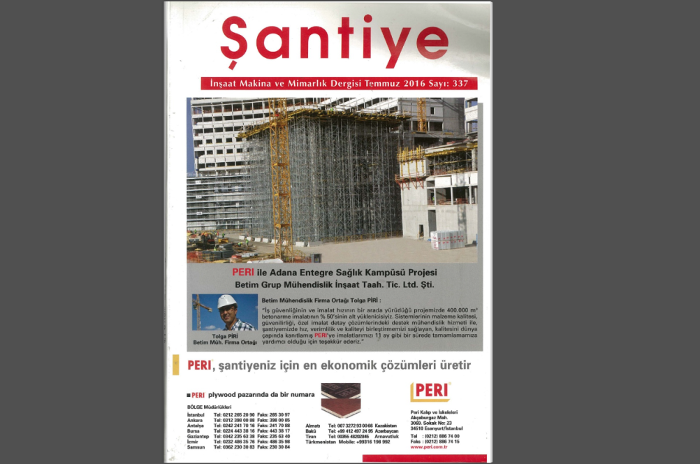 Şantiye'nin Temmuz 2016 (337.) Sayısı Yayında