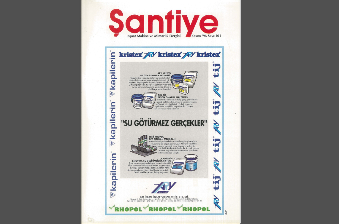 Şantiye'nin Kasım 1996 (101.) Sayısı Yayında
