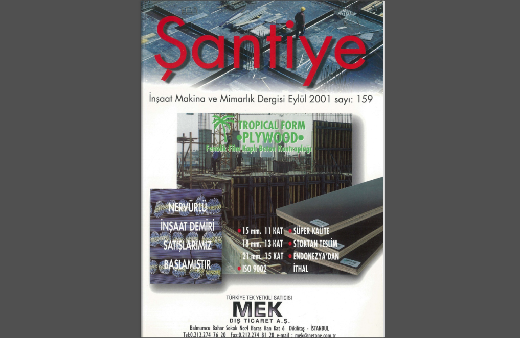 Şantiye'nin Eylül 2001 (159.) Sayısı Yayında